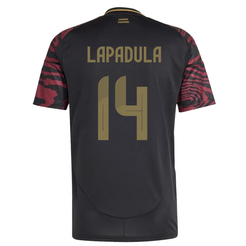 Danxen Hombre Camiseta Perú Gianluca Lapadula #14 Negro 2ª Equipación 24-26 La Camisa México