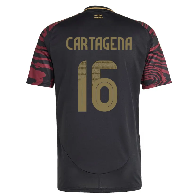 Danxen Hombre Camiseta Perú Wilder Cartagena #16 Negro 2ª Equipación 24-26 La Camisa México