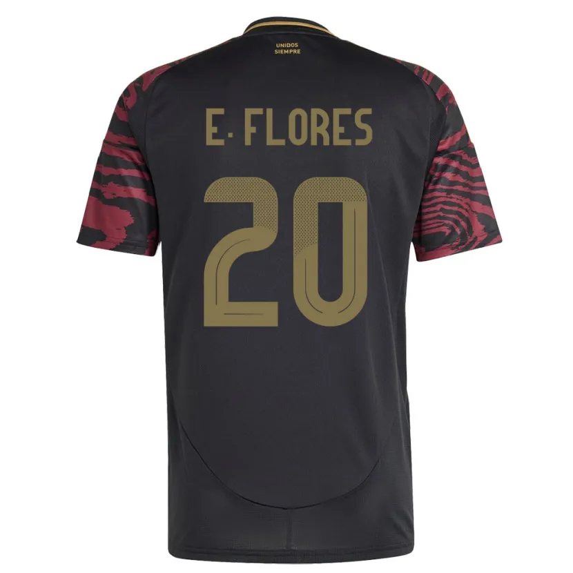 Danxen Hombre Camiseta Perú Edison Flores #20 Negro 2ª Equipación 24-26 La Camisa México