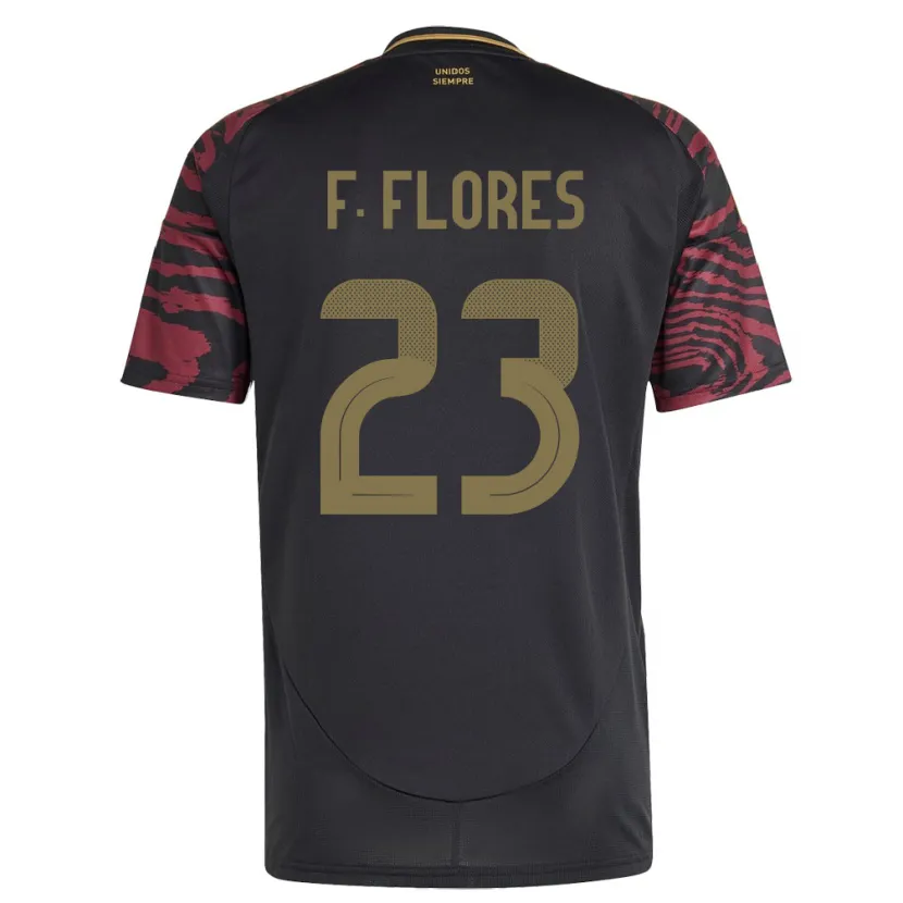 Danxen Hombre Camiseta Perú Franchesco Flores #23 Negro 2ª Equipación 24-26 La Camisa México