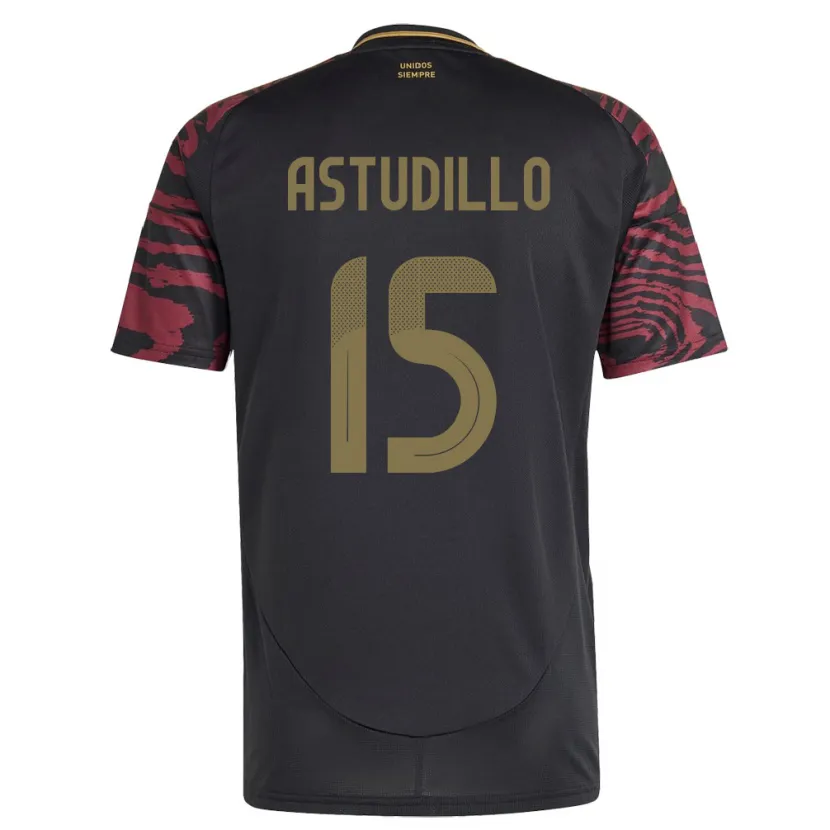 Danxen Hombre Camiseta Perú Julinho Astudillo #15 Negro 2ª Equipación 24-26 La Camisa México