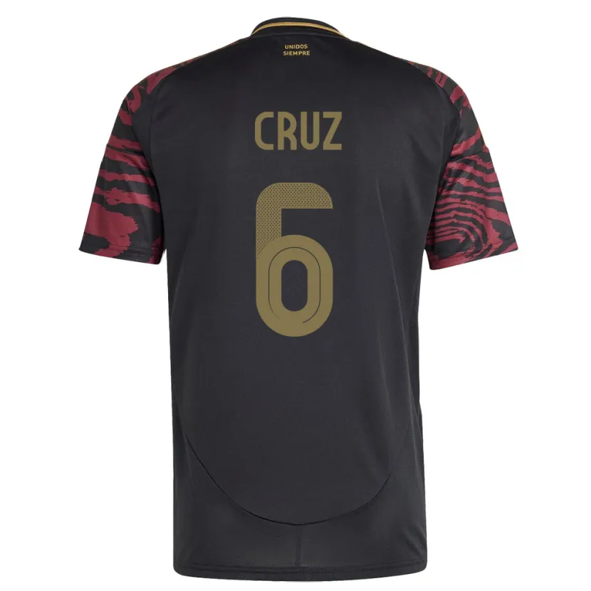 Danxen Hombre Camiseta Perú Esteban Cruz #6 Negro 2ª Equipación 24-26 La Camisa México
