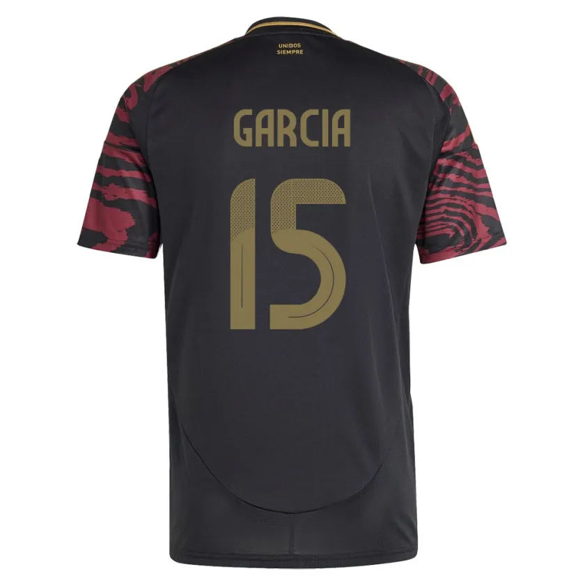 Danxen Hombre Camiseta Perú Jonathan García #15 Negro 2ª Equipación 24-26 La Camisa México