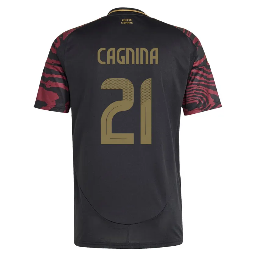 Danxen Hombre Camiseta Perú Grace Cagnina #21 Negro 2ª Equipación 24-26 La Camisa México