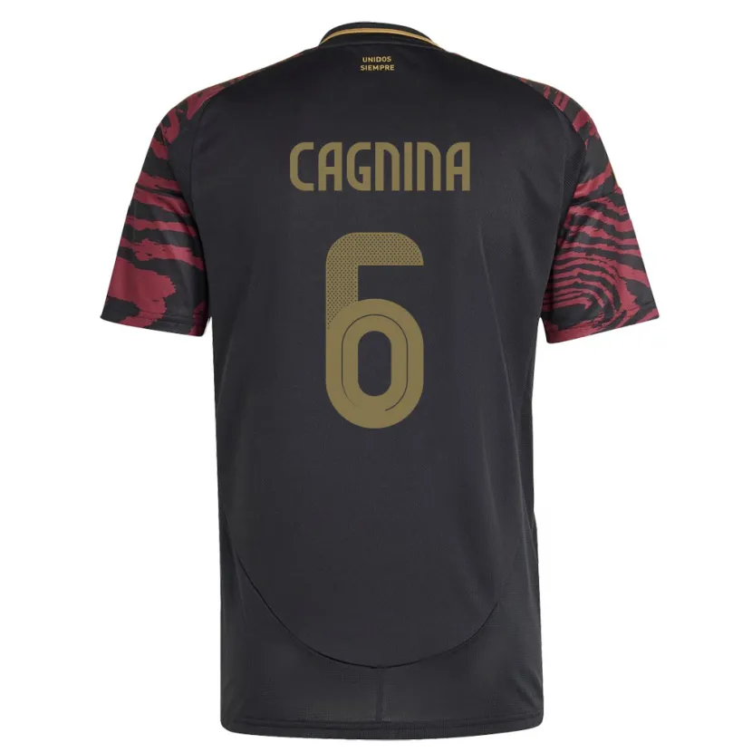 Danxen Hombre Camiseta Perú Claudia Cagnina #6 Negro 2ª Equipación 24-26 La Camisa México