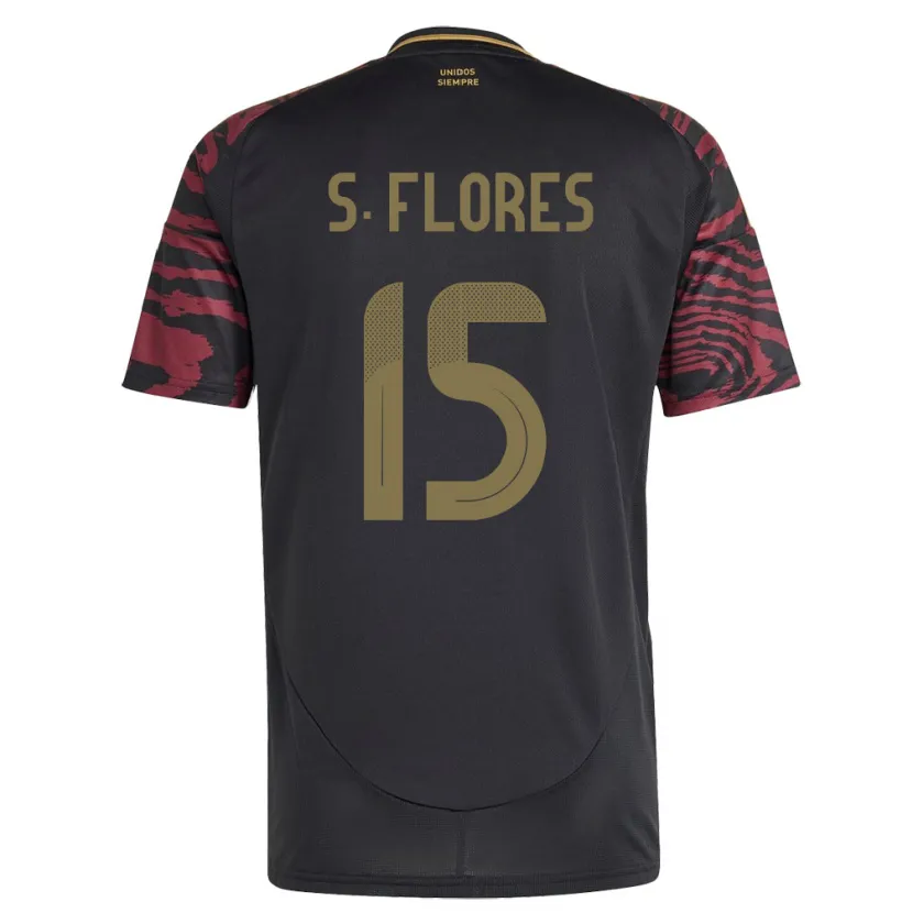 Danxen Hombre Camiseta Perú Scarleth Flores #15 Negro 2ª Equipación 24-26 La Camisa México
