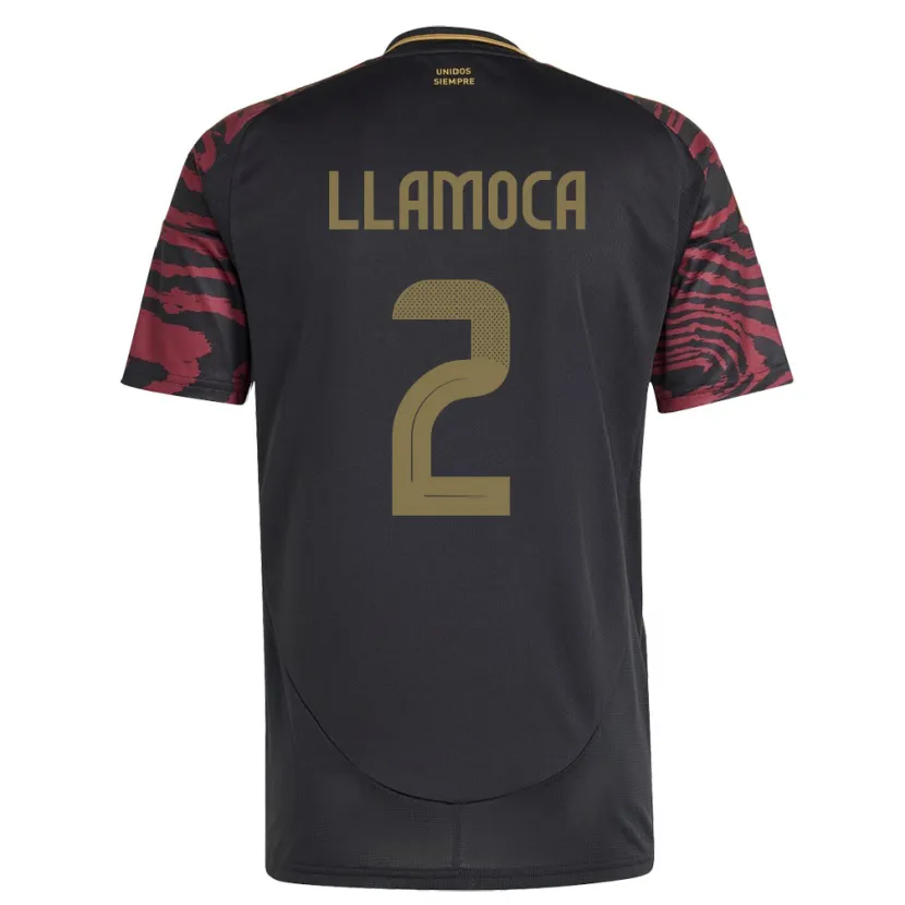 Danxen Hombre Camiseta Perú Braelynn Llamoca #2 Negro 2ª Equipación 24-26 La Camisa México