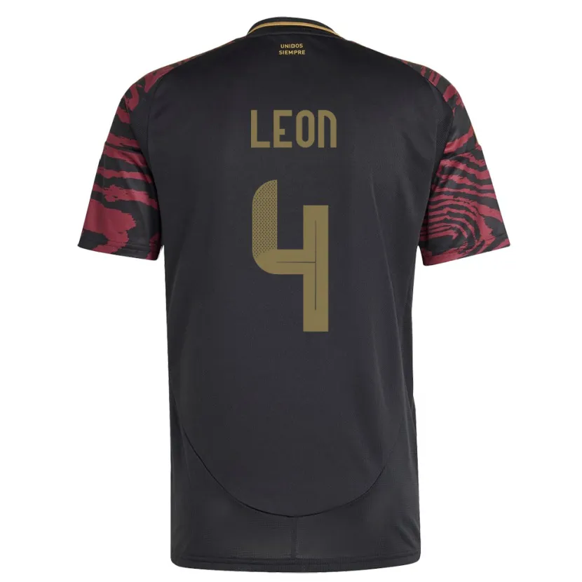 Danxen Hombre Camiseta Perú Mía León #4 Negro 2ª Equipación 24-26 La Camisa México