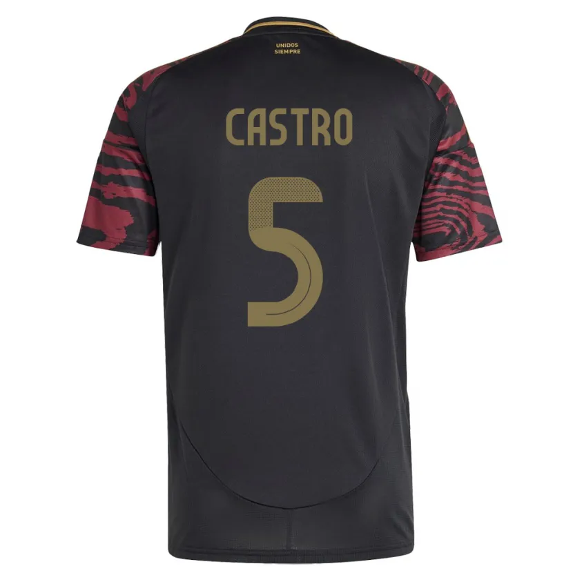 Danxen Hombre Camiseta Perú Rosa Castro #5 Negro 2ª Equipación 24-26 La Camisa México