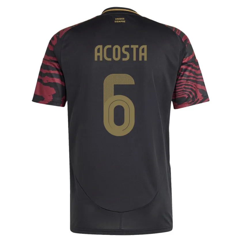 Danxen Hombre Camiseta Perú Ruby Acosta #6 Negro 2ª Equipación 24-26 La Camisa México