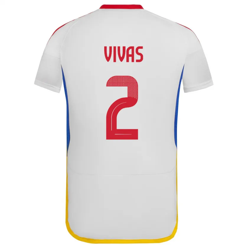 Danxen Hombre Camiseta Venezuela Carlos Vivas #2 Blanco 2ª Equipación 24-26 La Camisa México