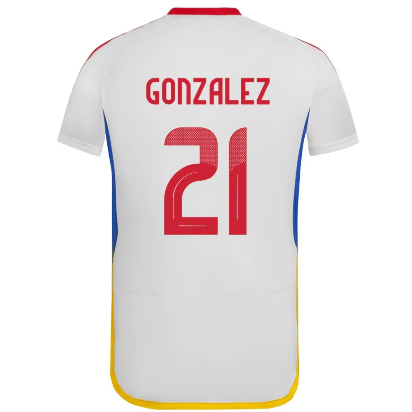 Danxen Hombre Camiseta Venezuela Alexander González #21 Blanco 2ª Equipación 24-26 La Camisa México