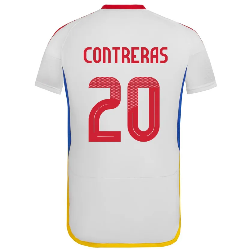 Danxen Hombre Camiseta Venezuela Anderson Contreras #20 Blanco 2ª Equipación 24-26 La Camisa México