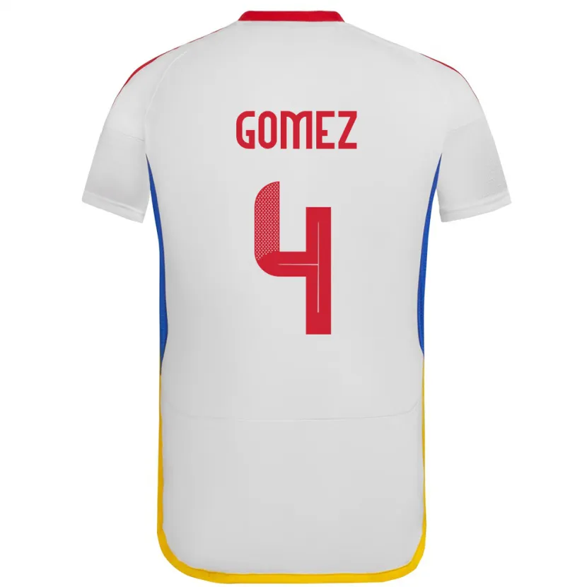 Danxen Hombre Camiseta Venezuela Santiago Gómez #4 Blanco 2ª Equipación 24-26 La Camisa México