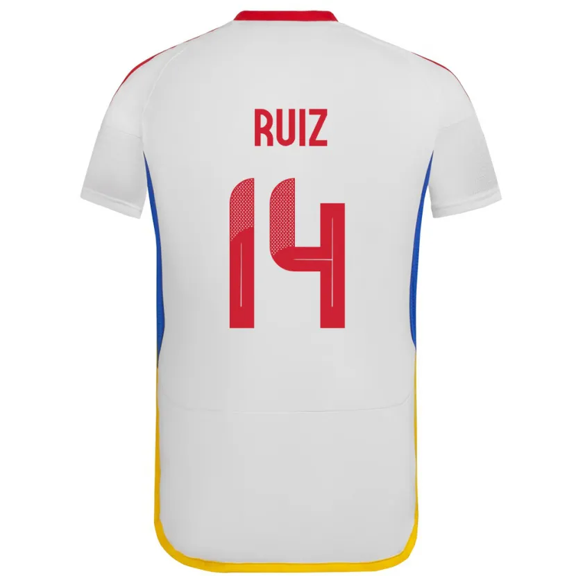Danxen Hombre Camiseta Venezuela Maicol Ruiz #14 Blanco 2ª Equipación 24-26 La Camisa México