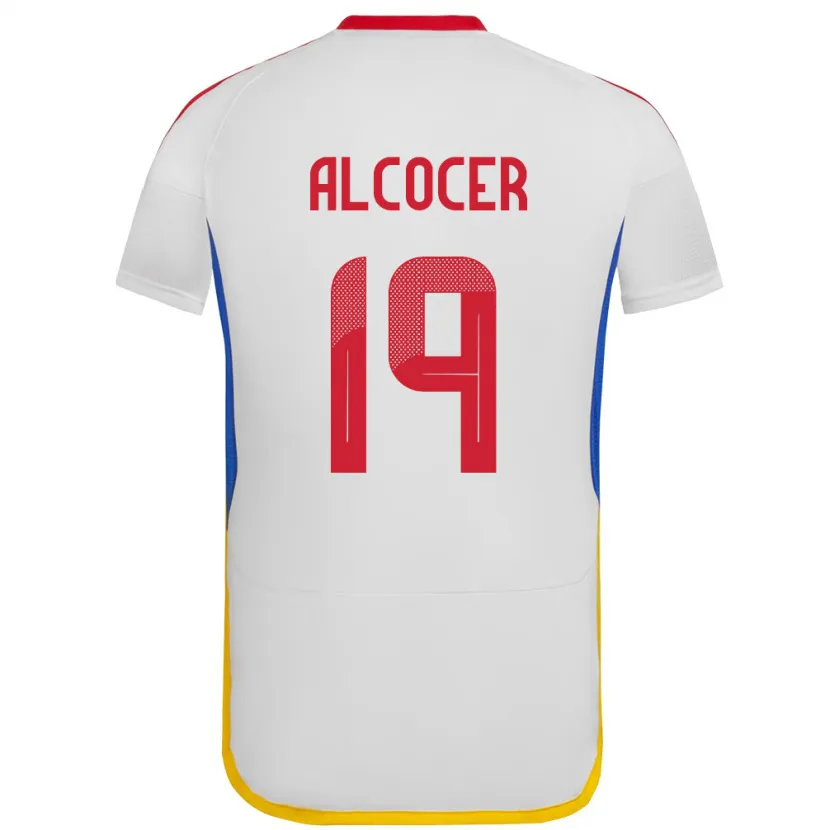Danxen Hombre Camiseta Venezuela Brayan Alcocer #19 Blanco 2ª Equipación 24-26 La Camisa México