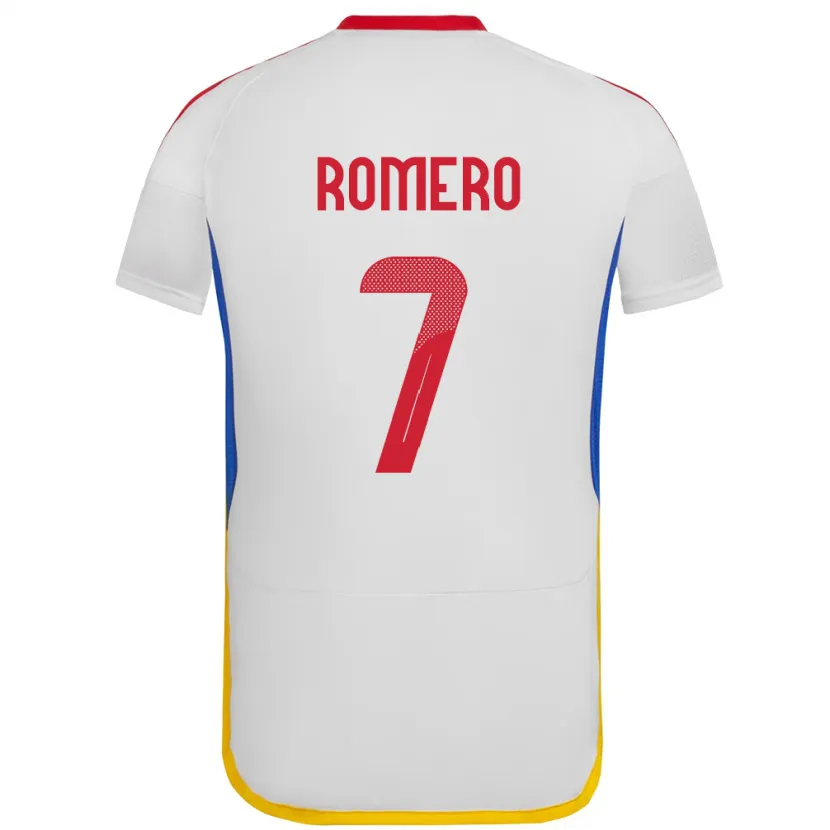 Danxen Hombre Camiseta Venezuela Leenhan Romero #7 Blanco 2ª Equipación 24-26 La Camisa México