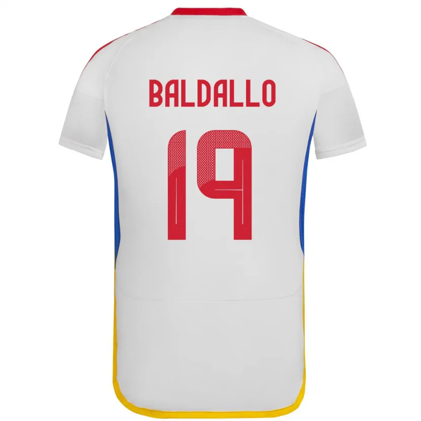 Danxen Hombre Camiseta Venezuela Micheel Baldallo #19 Blanco 2ª Equipación 24-26 La Camisa México