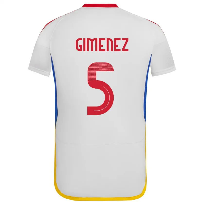 Danxen Hombre Camiseta Venezuela Yenifer Giménez #5 Blanco 2ª Equipación 24-26 La Camisa México