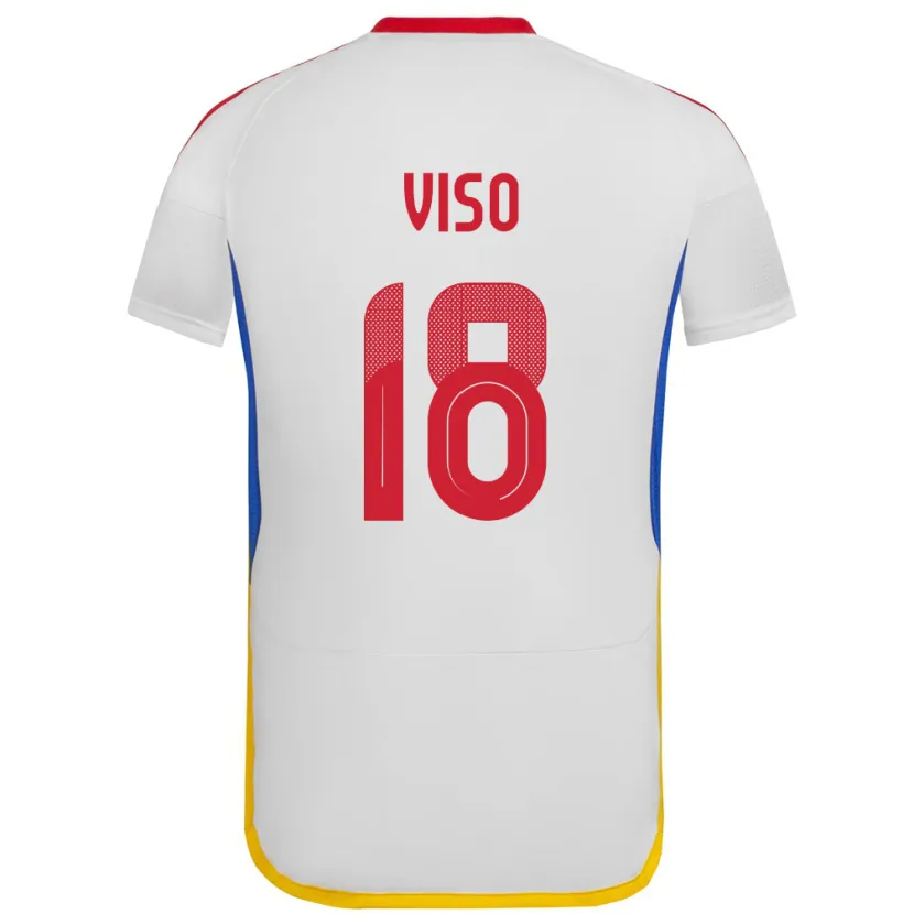 Danxen Hombre Camiseta Venezuela Ysaura Viso #18 Blanco 2ª Equipación 24-26 La Camisa México