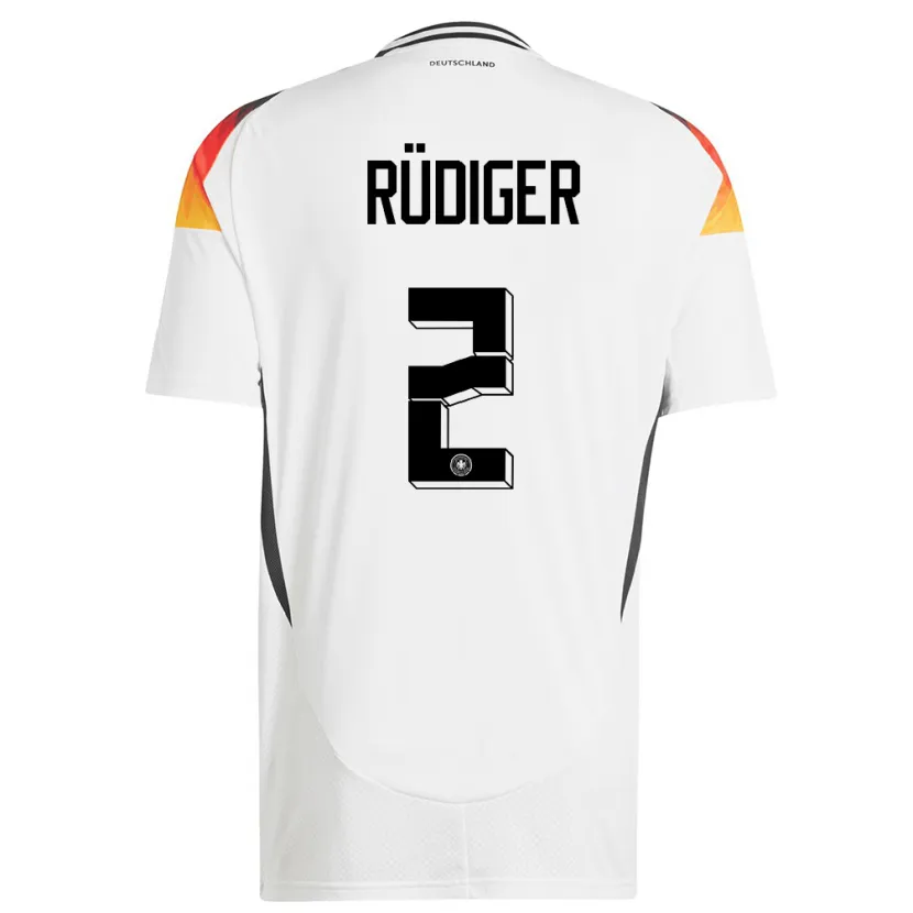 Danxen Mujer Camiseta Alemania Antonio Rudiger #2 Blanco 1ª Equipación 24-26 La Camisa México