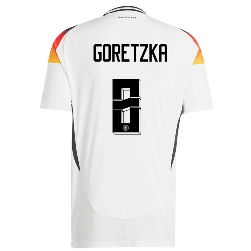 Danxen Mujer Camiseta Alemania Leon Goretzka #8 Blanco 1ª Equipación 24-26 La Camisa México