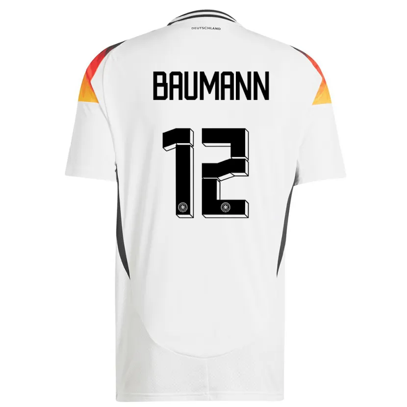 Danxen Mujer Camiseta Alemania Oliver Baumann #12 Blanco 1ª Equipación 24-26 La Camisa México