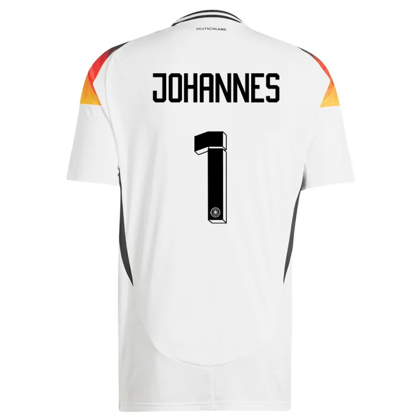 Danxen Mujer Camiseta Alemania Stina Johannes #1 Blanco 1ª Equipación 24-26 La Camisa México