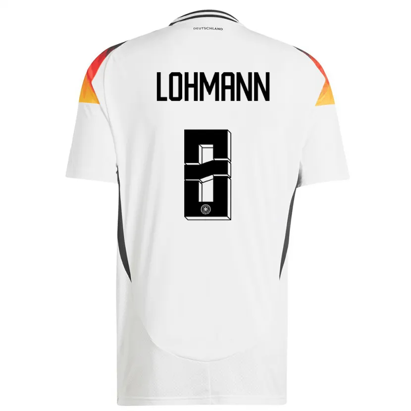 Danxen Mujer Camiseta Alemania Sydney Lohmann #8 Blanco 1ª Equipación 24-26 La Camisa México
