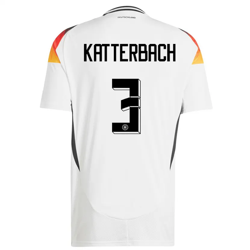 Danxen Mujer Camiseta Alemania Noah Katterbach #3 Blanco 1ª Equipación 24-26 La Camisa México