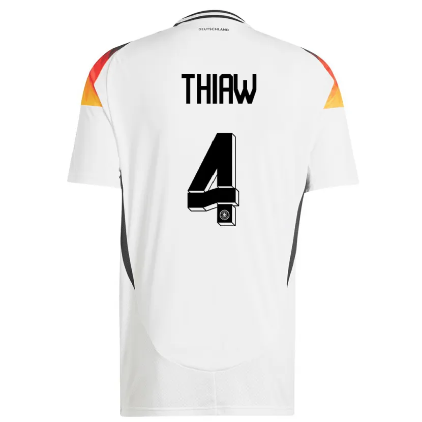 Danxen Mujer Camiseta Alemania Malick Thiaw #4 Blanco 1ª Equipación 24-26 La Camisa México