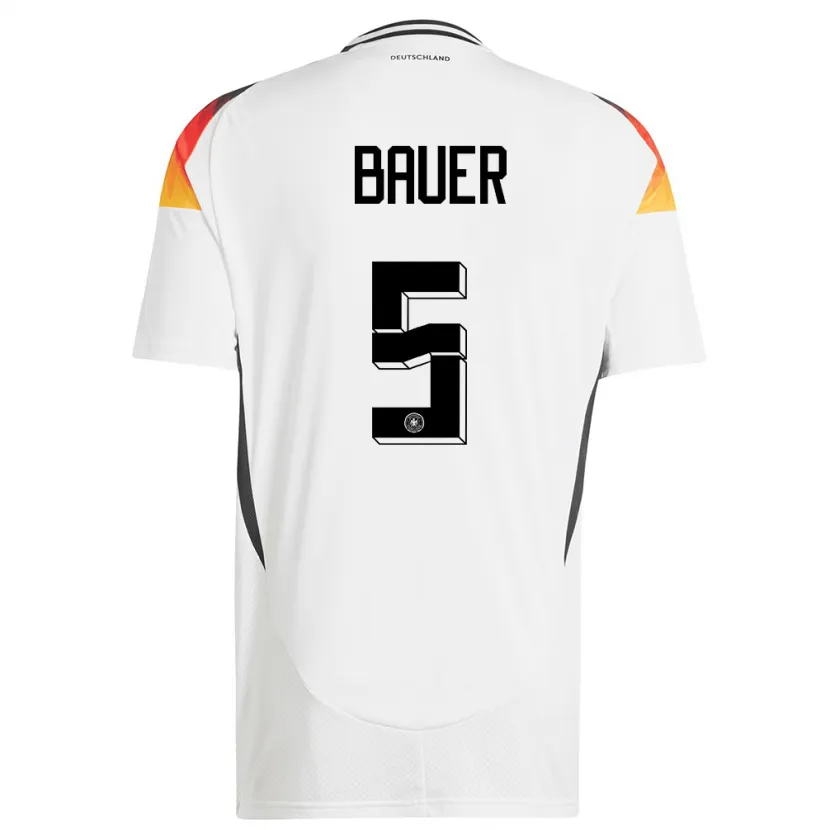 Danxen Mujer Camiseta Alemania Maximilian Bauer #5 Blanco 1ª Equipación 24-26 La Camisa México