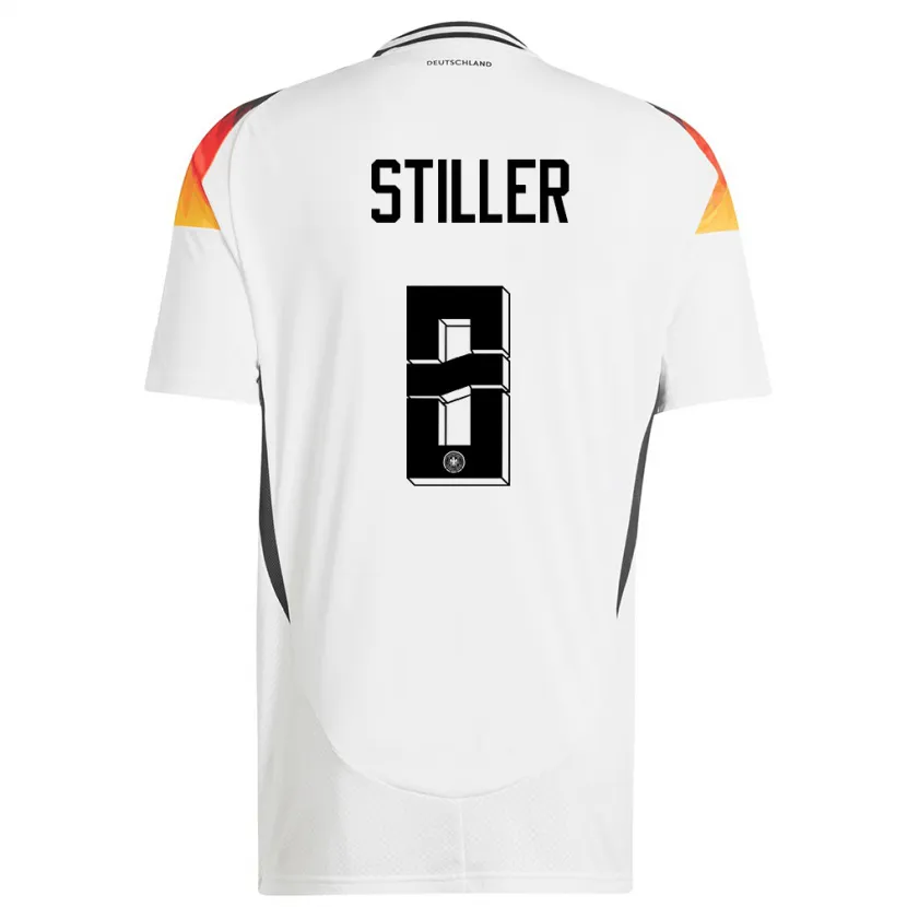 Danxen Mujer Camiseta Alemania Angelo Stiller #8 Blanco 1ª Equipación 24-26 La Camisa México
