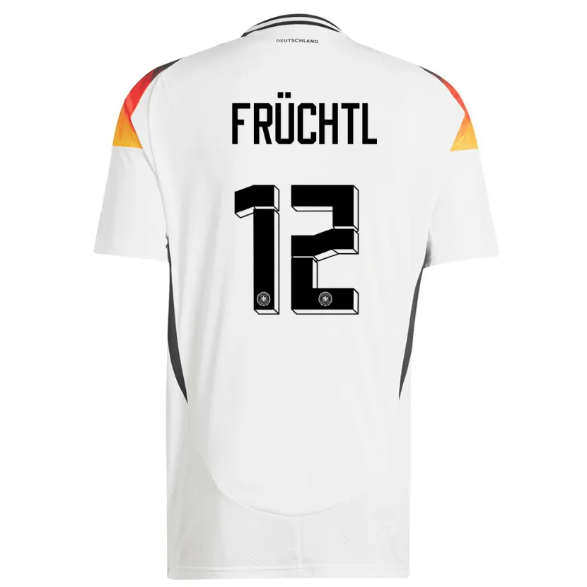 Danxen Mujer Camiseta Alemania Christian Fruchtl #12 Blanco 1ª Equipación 24-26 La Camisa México