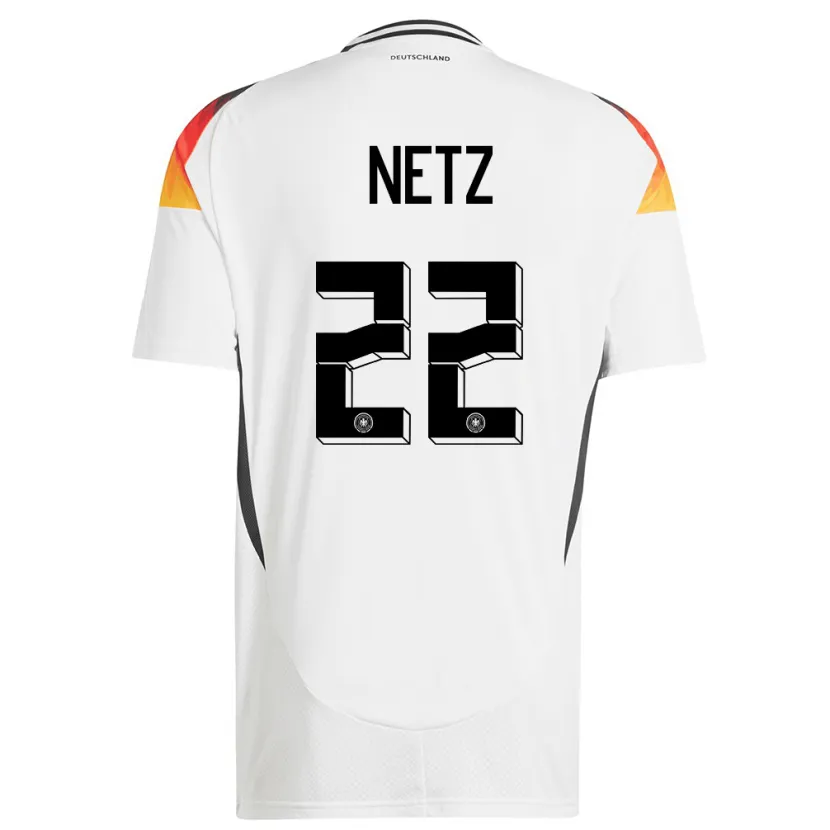 Danxen Mujer Camiseta Alemania Luca Netz #22 Blanco 1ª Equipación 24-26 La Camisa México