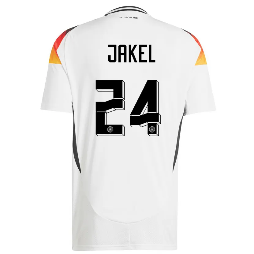 Danxen Mujer Camiseta Alemania Frederik Jakel #24 Blanco 1ª Equipación 24-26 La Camisa México