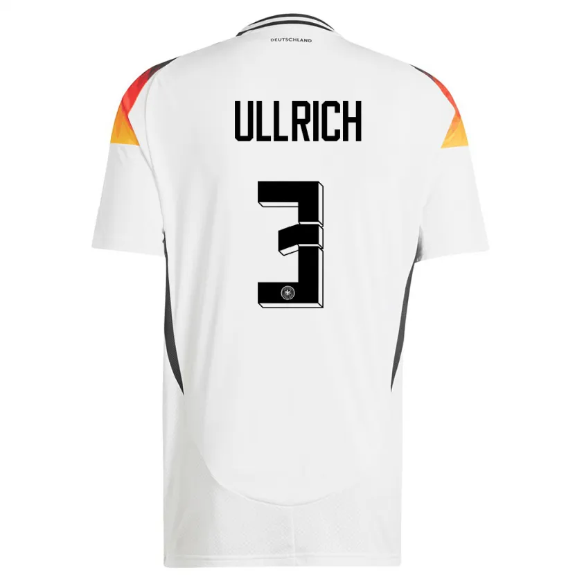 Danxen Mujer Camiseta Alemania Lukas Ullrich #3 Blanco 1ª Equipación 24-26 La Camisa México
