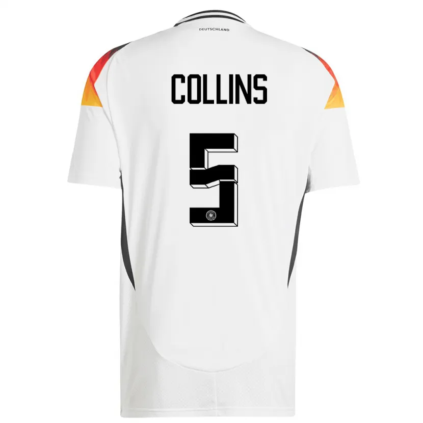 Danxen Mujer Camiseta Alemania Nnamdi Collins #5 Blanco 1ª Equipación 24-26 La Camisa México