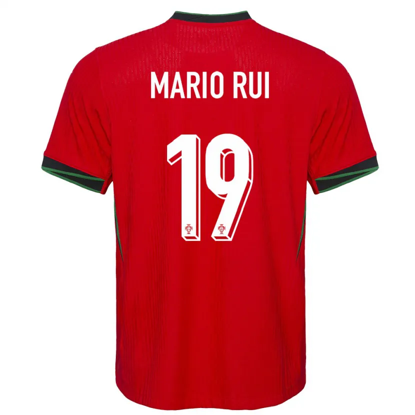 Danxen Mujer Camiseta Portugal Mario Rui #19 Rojo 1ª Equipación 24-26 La Camisa México