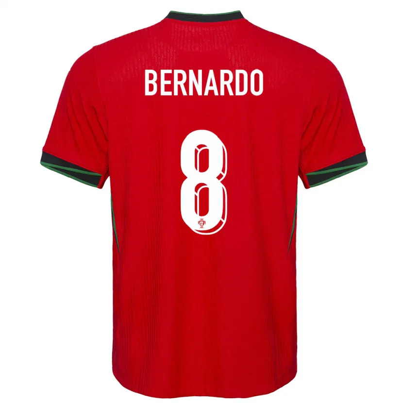 Danxen Mujer Camiseta Portugal Paulo Bernardo #8 Rojo 1ª Equipación 24-26 La Camisa México