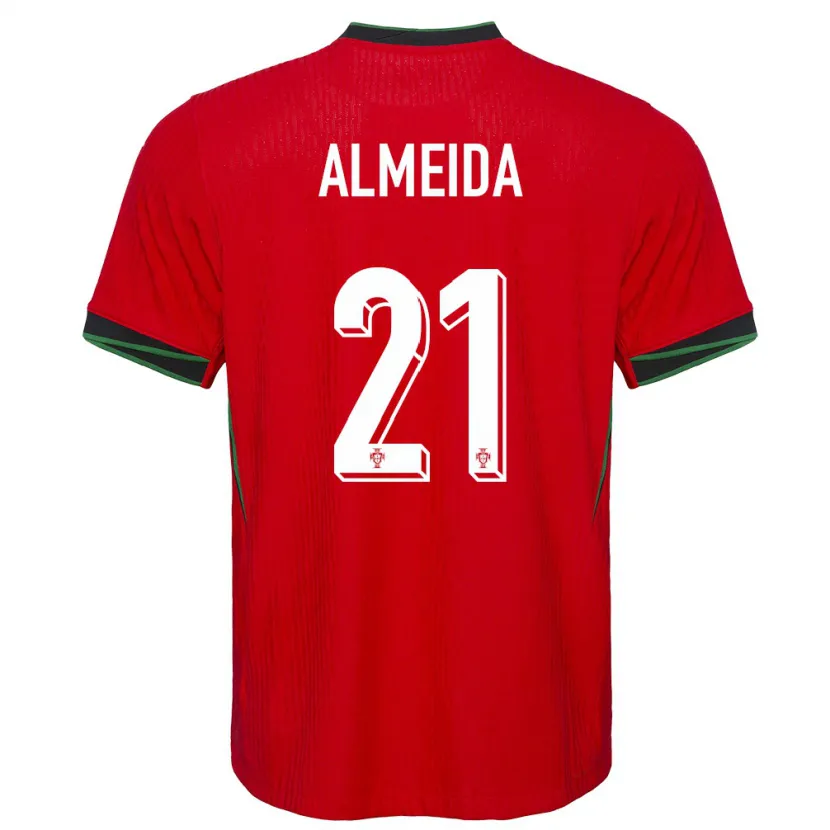 Danxen Mujer Camiseta Portugal Andre Almeida #21 Rojo 1ª Equipación 24-26 La Camisa México