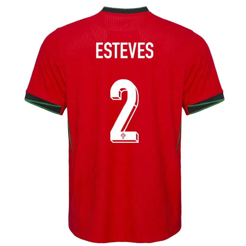 Danxen Mujer Camiseta Portugal Goncalo Esteves #2 Rojo 1ª Equipación 24-26 La Camisa México