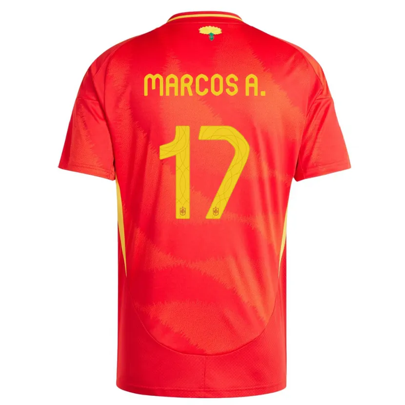 Danxen Mujer Camiseta España Marcos Alonso #17 Rojo 1ª Equipación 24-26 La Camisa México