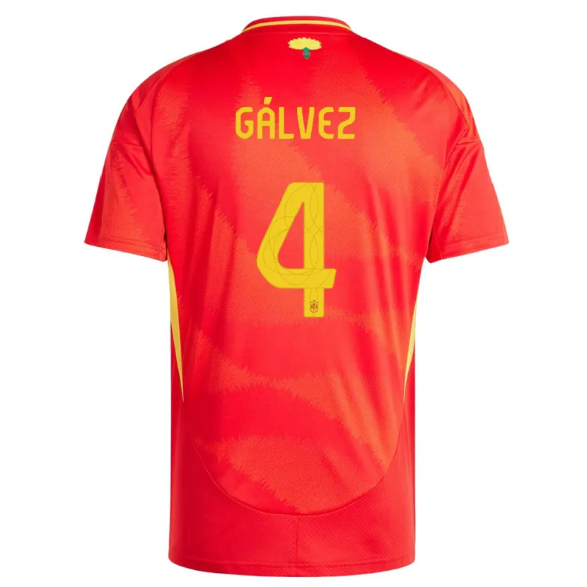 Danxen Mujer Camiseta España Rocio Galvez #4 Rojo 1ª Equipación 24-26 La Camisa México