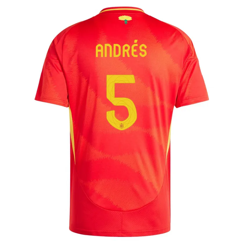 Danxen Mujer Camiseta España Ivana Andres #5 Rojo 1ª Equipación 24-26 La Camisa México