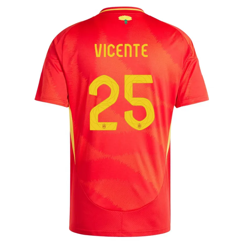 Danxen Mujer Camiseta España Ainhoa Vicente #25 Rojo 1ª Equipación 24-26 La Camisa México