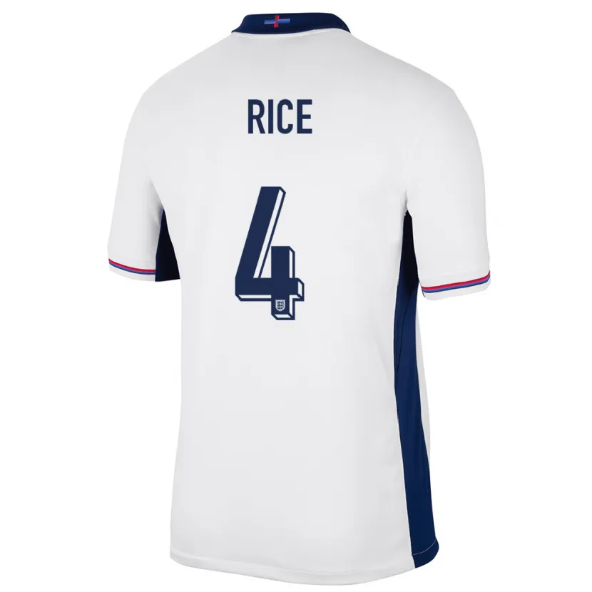 Danxen Mujer Camiseta Inglaterra Declan Rice #4 Blanco 1ª Equipación 24-26 La Camisa México