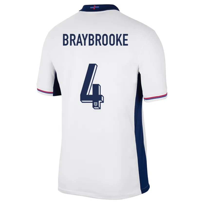 Danxen Mujer Camiseta Inglaterra Samuel Braybrooke #4 Blanco 1ª Equipación 24-26 La Camisa México