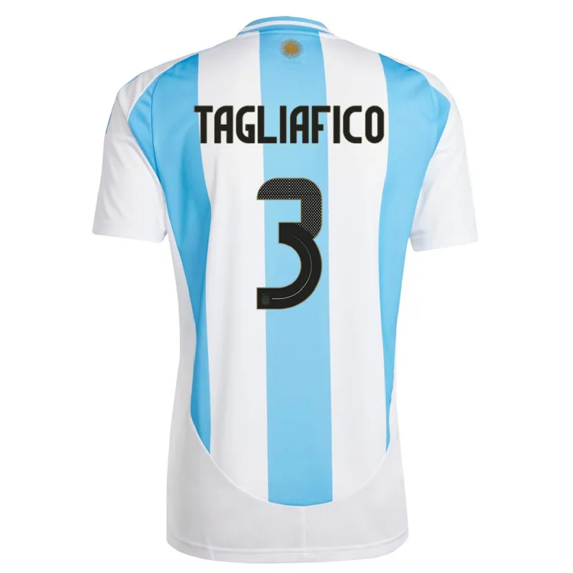 Danxen Mujer Camiseta Argentina Nicolas Tagliafico #3 Blanco Azul 1ª Equipación 24-26 La Camisa México