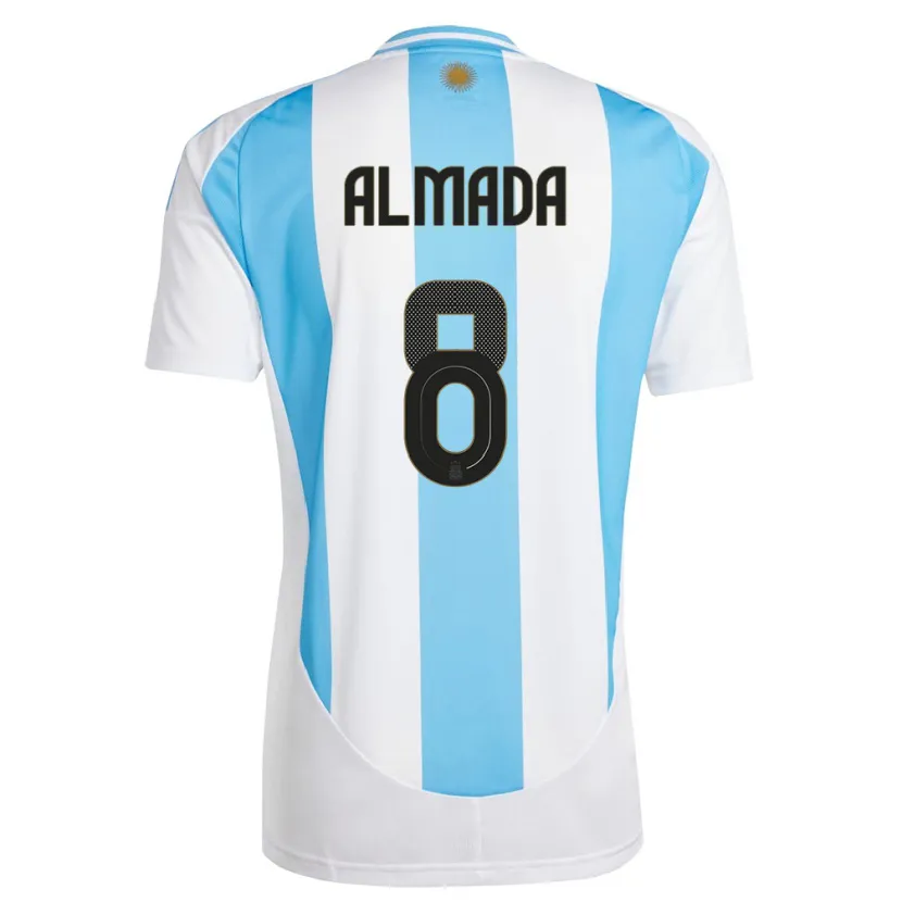 Danxen Mujer Camiseta Argentina Thiago Almada #8 Blanco Azul 1ª Equipación 24-26 La Camisa México